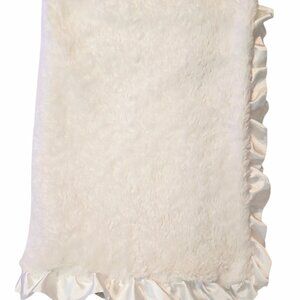 2012 First Impressions Macy's White Ruffle Satin Security Lovey Blanket 36"X27"